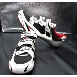 Venzo MX Cycling Shoes Mens Size 12 White Black 3 Strap SPD Cleats Road